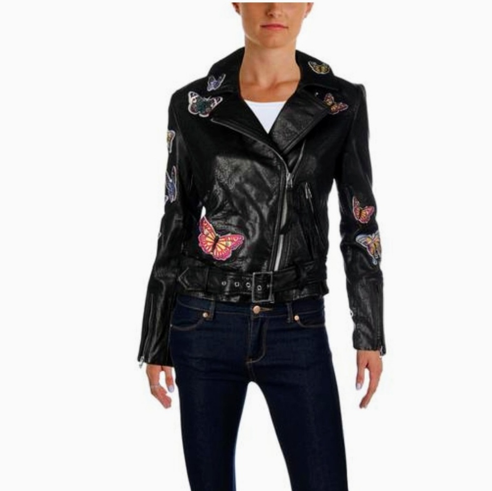 🌿NWT Aqua Leather Motorcycle Jacket - Picture 2 of 8